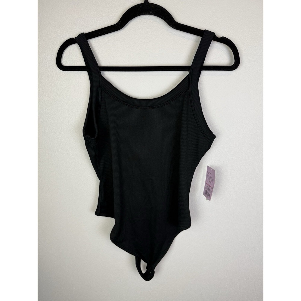 Wild‎ Fable Womens Size XXL Black Rib Knit Scoop Neck Sleeveless Bodysuit NWT